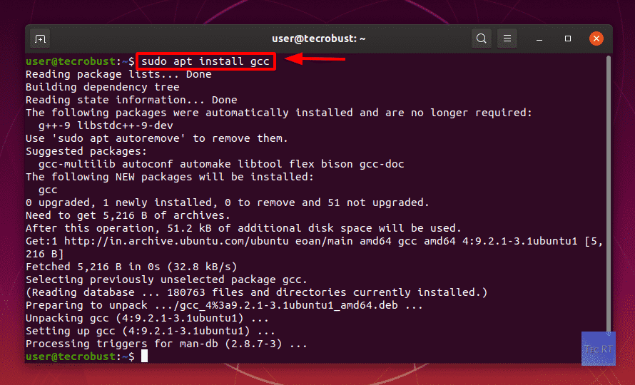 gcc compiler linux install